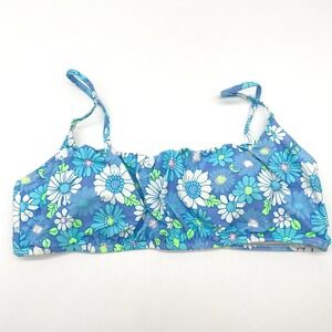 No Boundaries Floral Bikini Top Women Size L Coquette Cottage Retro Indie Beach